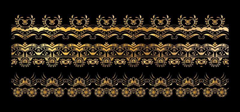 set of decorative gold borders