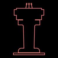 Neon rostrum with three microphone red color vector illustration flat style image