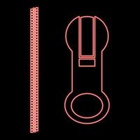 Neon zipper red color vector illustration flat style image