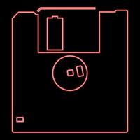 Neon floppy disk red color vector illustration flat style image