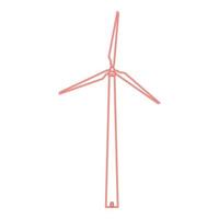 Neon wind turbine red color vector illustration flat style image