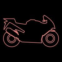 imagen de estilo plano de ilustración de vector de color rojo de motocicleta de neón