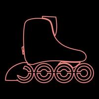 Neon roller skate icon black color in circle red color vector illustration flat style image