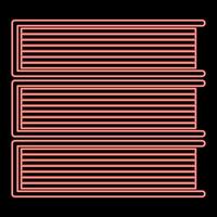 Neon horizontal stack of books icon black color in circle red color vector illustration flat style image