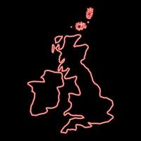 Neon map of united kingdom icon black color in circle red color vector illustration flat style image