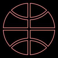 icono de pelota de baloncesto de neón color negro en círculo color rojo ilustración vectorial imagen de estilo plano vector