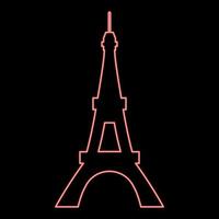 Neon eiffel tower red color vector illustration flat style image