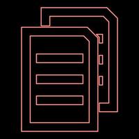 Neon two sheets of document red color vector illustration flat style image