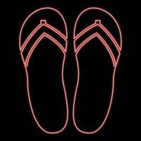 Neon beach slippers red color vector illustration flat style image