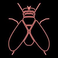 Neon fly red color vector illustration flat style image