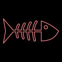 Neon fish sceleton red color vector illustration image flat style