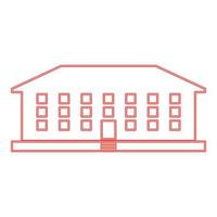 Neon school building red color vector illustration image flat style