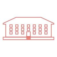 Neon school building red color vector illustration image flat style