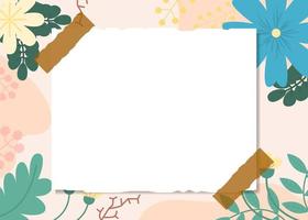 Hand Drawn Paper Note Isolated on A Floral Background Vector Design