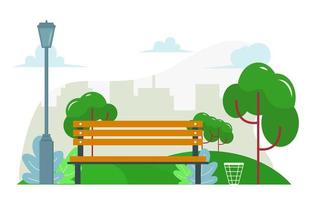 Park in A City Flat Illustration Scenery Design vector