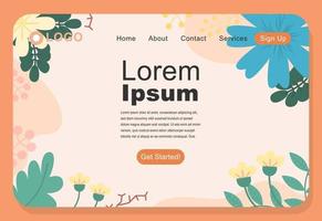 Floral Background Landing Page Template Design vector