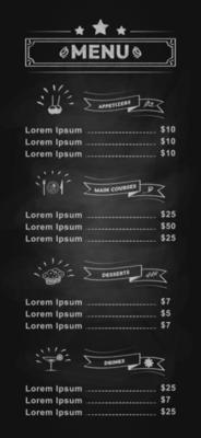 Vertical Restaurant Menu Template Hand Drawn on A Blackboard Design