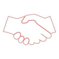 Neon business handshake red color vector illustration flat style image