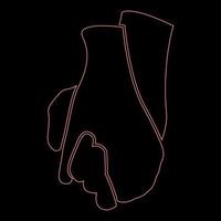 mano de neón sosteniendo otra mano signo de icono de amor color negro en círculo color rojo ilustración vectorial imagen de estilo plano vector