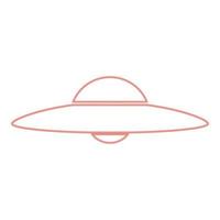Neon ufo. flying saucer red color vector illustration flat style image