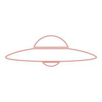 Neon ufo. flying saucer red color vector illustration flat style image