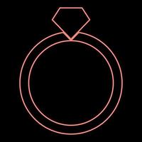 Neon ring icon black color in circle red color vector illustration flat style image