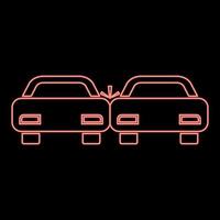 Neon crashed cars red color vector illustration flat style image