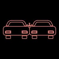 Neon crashed cars red color vector illustration flat style image