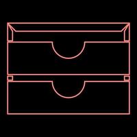 Neon two stationary paper tray red color vector illustration flat style image