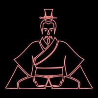 Neon emperor of china black red color vector illustration image flat style