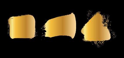 conjunto de formas rasgadas de caja áspera dibujada a mano de grunge dorado. marcos de lámina de borde. pinceladas desgastadas, manchas, bordes y separadores dorados.