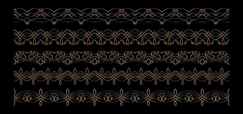 set of decorative gold borders vector