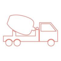 Neon cement mixers truck red color vector illustration flat style image