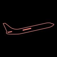 Neon airplane red color vector illustration flat style image