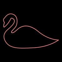 Neon swan icon black color in circle red color vector illustration flat style image