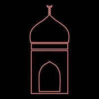 Neon mosque icon black color in circle red color vector illustration flat style image