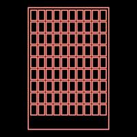 Neon building red color vector illustration flat style image