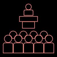 Neon speaker before the audience red color vector illustration flat style image