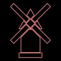 Neon windmill red color vector illustration flat style image