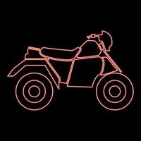 neón atv motocicleta en cuatro ruedas color rojo vector ilustración imagen de estilo plano