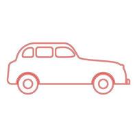 neón retro coche rojo color vector ilustración imagen estilo plano