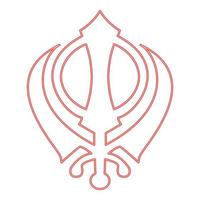 Neon khanda symbol sikhi sign red color vector illustration image flat style