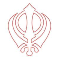 Neon khanda symbol sikhi sign red color vector illustration image flat style