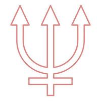 Neon neptune symbol red color vector illustration image flat style