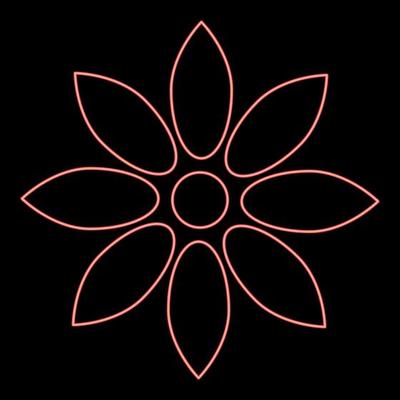 Neon flower red color vector illustration flat style image