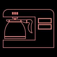 Neon coffeemaker coffee machine red color vector illustration flat style image