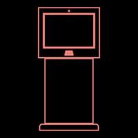 Neon terminal stand with touch screen red color vector illustration flat style image
