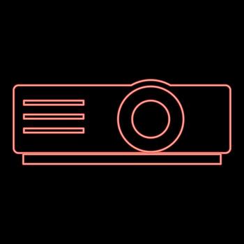 icono de proyector de neón color negro en círculo rojo color vector ilustración estilo plano imagen