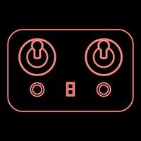 Neon remote control icon black color in circle red color vector illustration flat style image