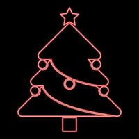 Neon christmas tree red color vector illustration image flat style